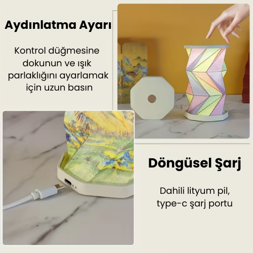 Katlanır Portatif Origami Gece Lambası Hediyelik, Günlük Kullanım